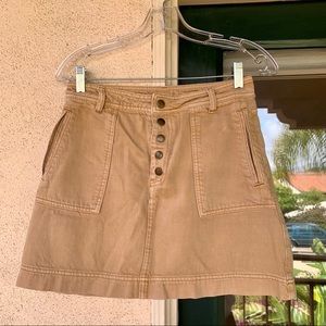 Free People Tan Button Up High Waisted Skirt